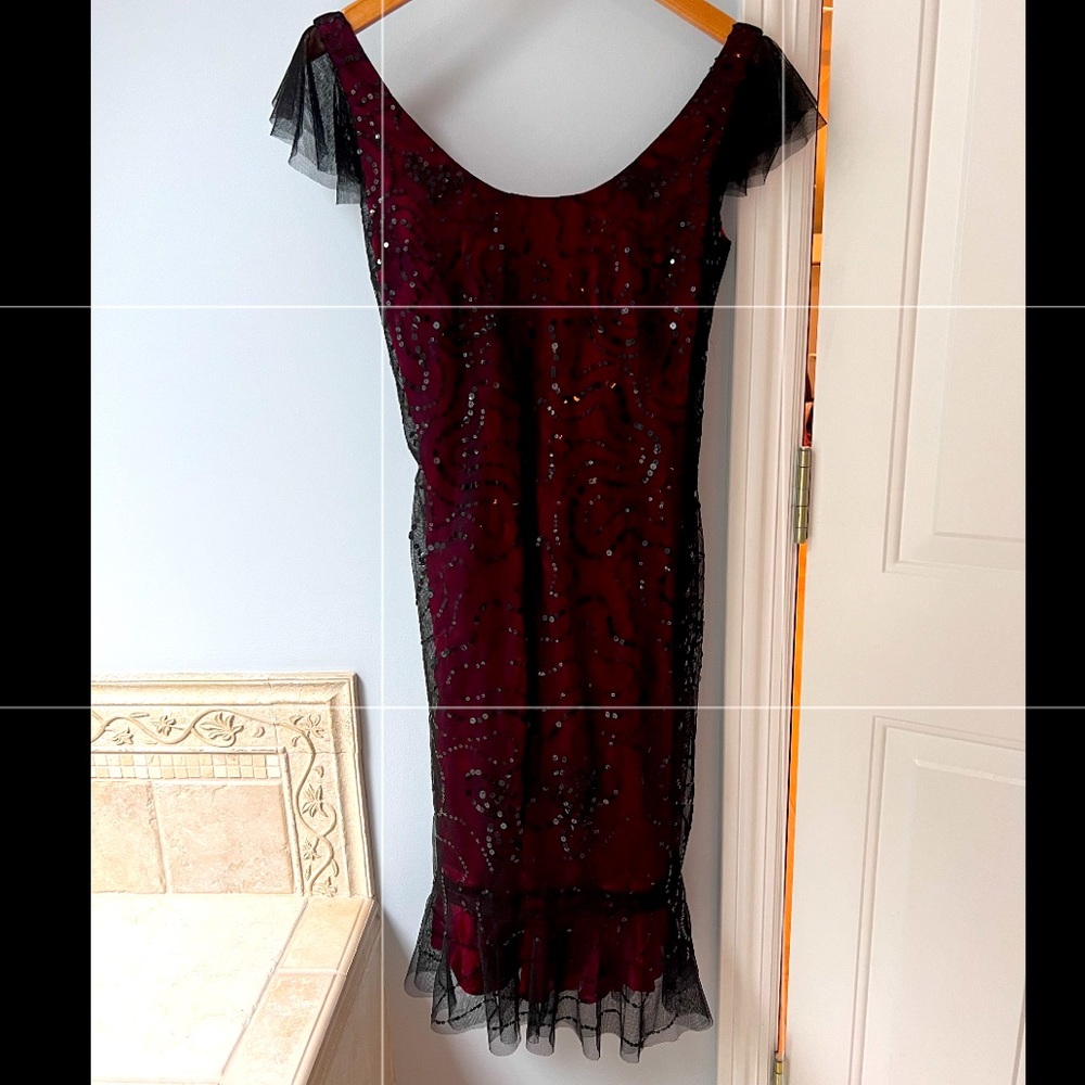 Vintage red and black sequin dress
